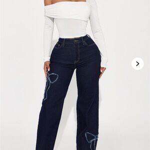 dark wash - keeping it straight straight leg jeans from fashion nova size 15